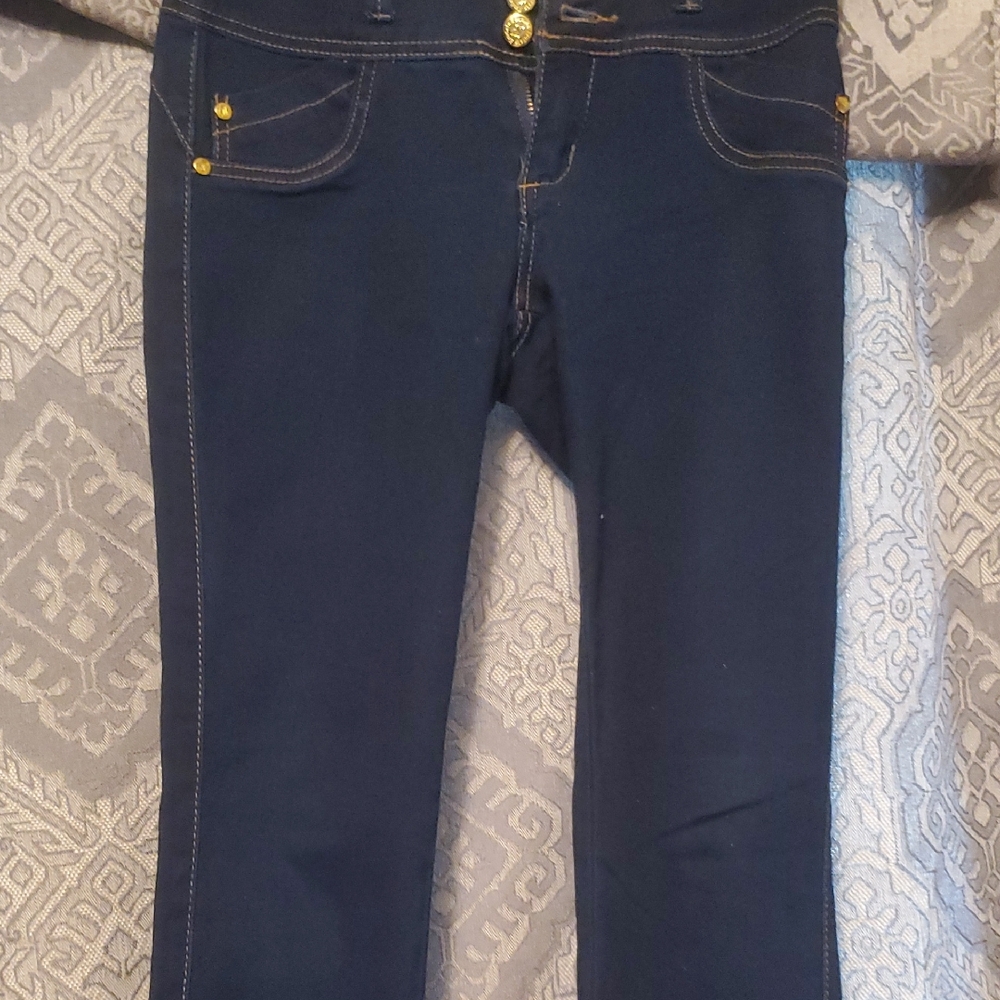 Blue Straight Leg Jeans Classic Denim